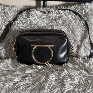 Ferragamo Black Leather Crossbody Bag